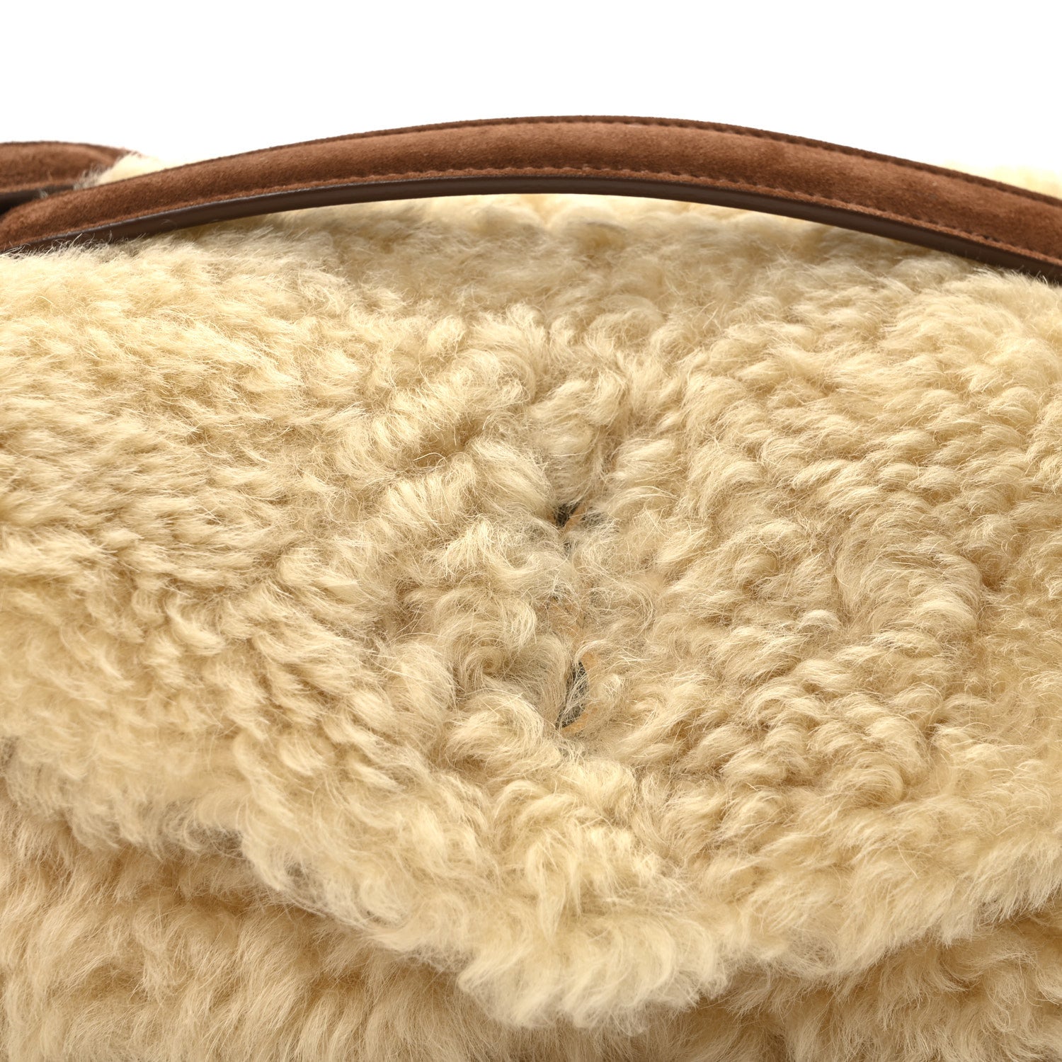 Saint Laurent Shearling Calypso Crossbody Crema Naturel Dark Cigar 8 of 10