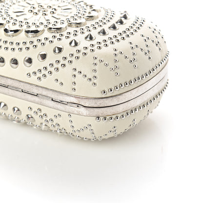 Alexander McQueen Nappa Studded Crochet Skull Box Clutch Ivory 7 of 7