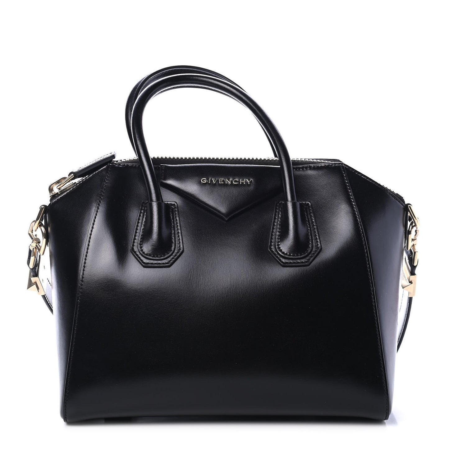 Shiny Lord Calfskin Small Antigona Black