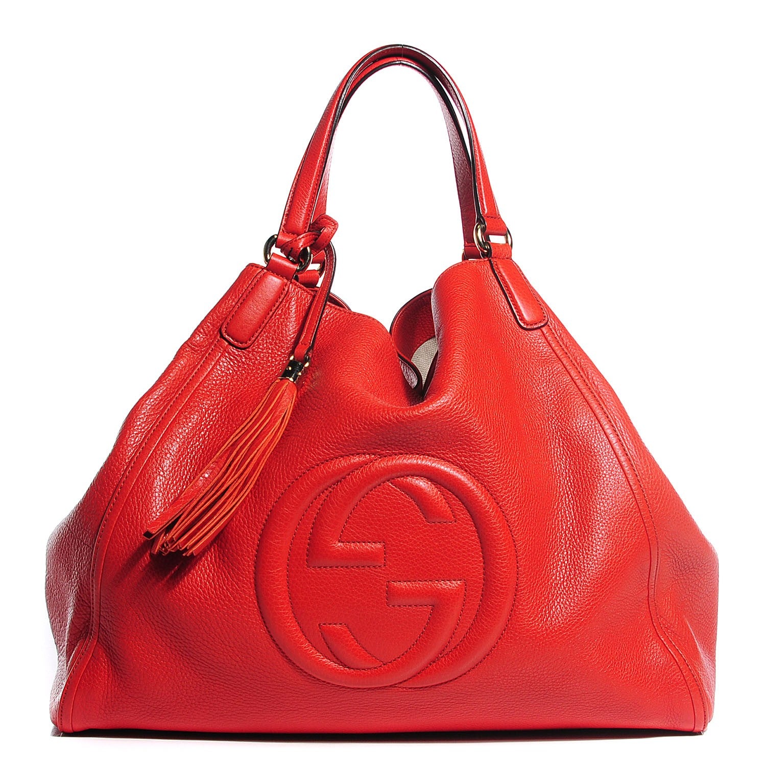 Gucci Pebbled Calfskin Large Soho Shoulder Bag Sun Orange 1 of 9
