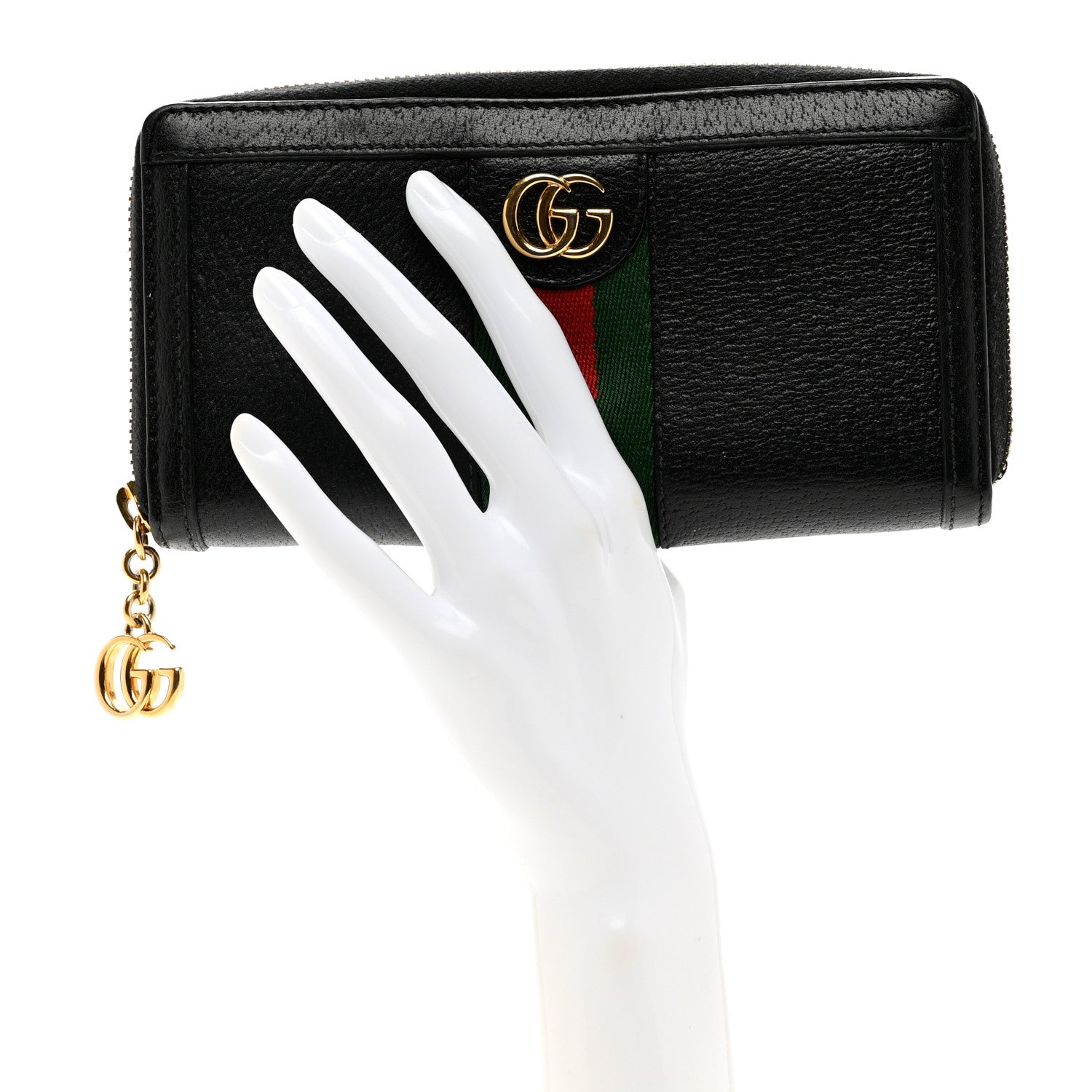 Gucci Calfskin Web Ophidia Zip Around Wallet Black 2 of 6
