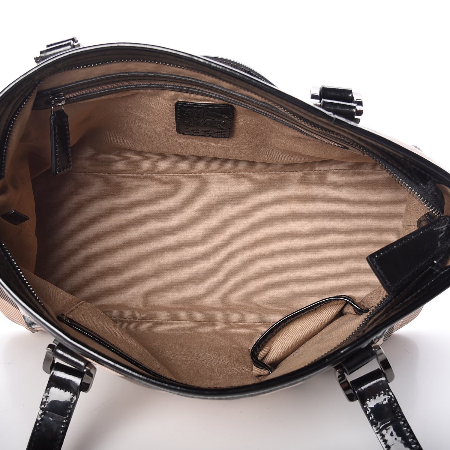 Burberry Patent Trim Nova Check Shopper Tote Black 5 of 13