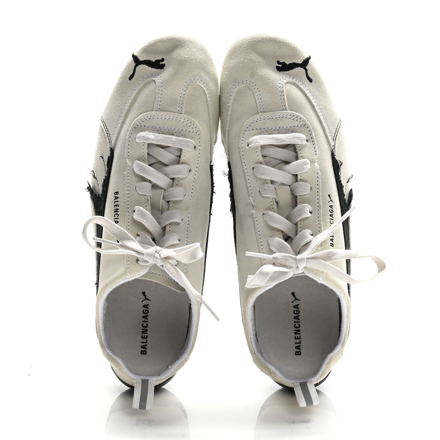 Balenciaga X PUMA Suede Distressed Speedcat Sneakers 41 White Black 2 of 9