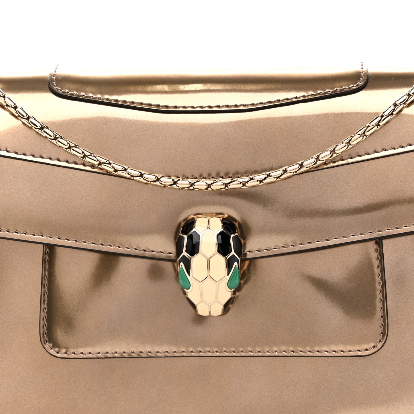 Metallic Calfskin Serpenti Forever Crossbody Bag Bronze
