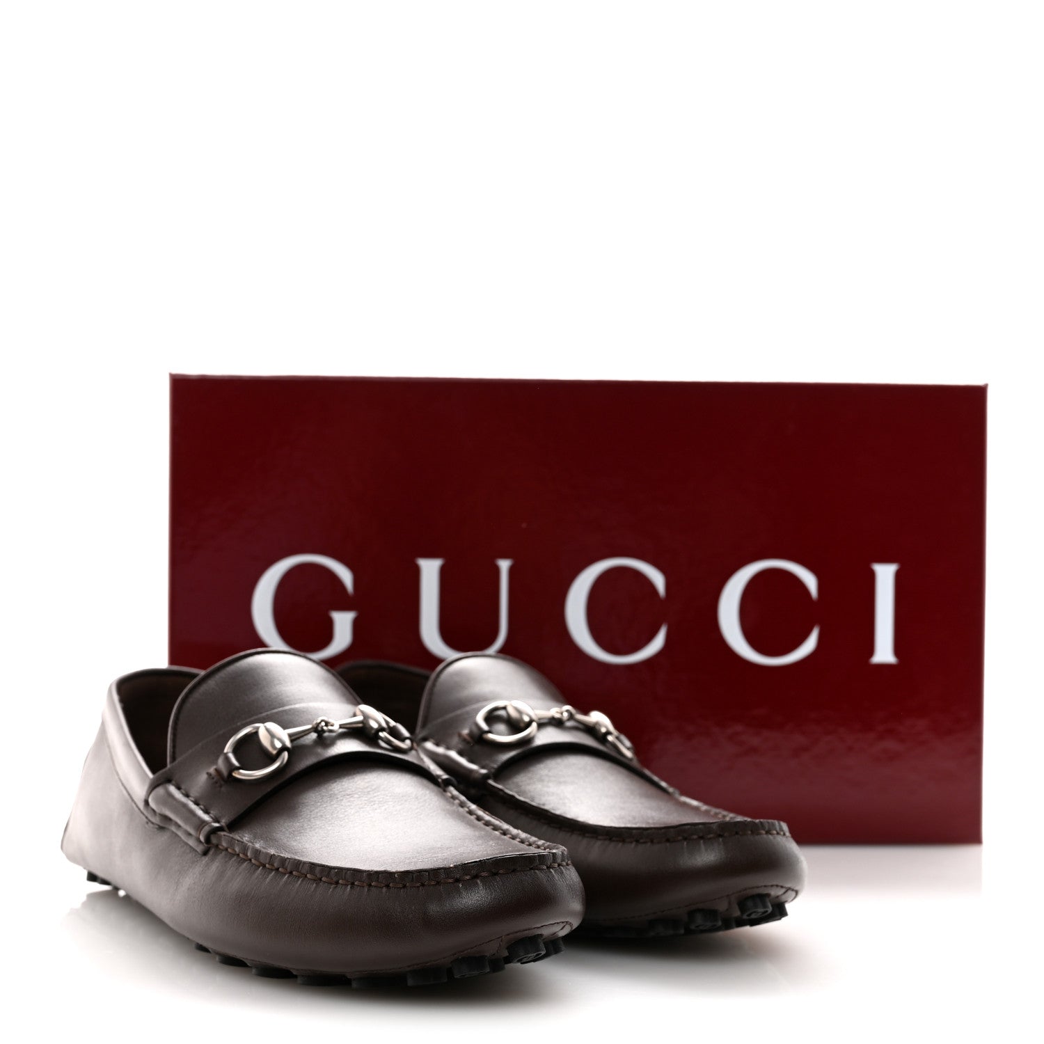 Gucci Calfskin Mens Horsebit Driver Loafers 8 Brown 10 of 10