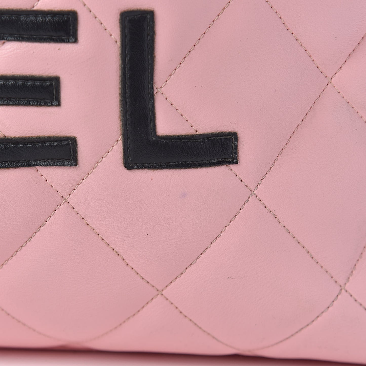 Calfskin Quilted Large Bowler Pink