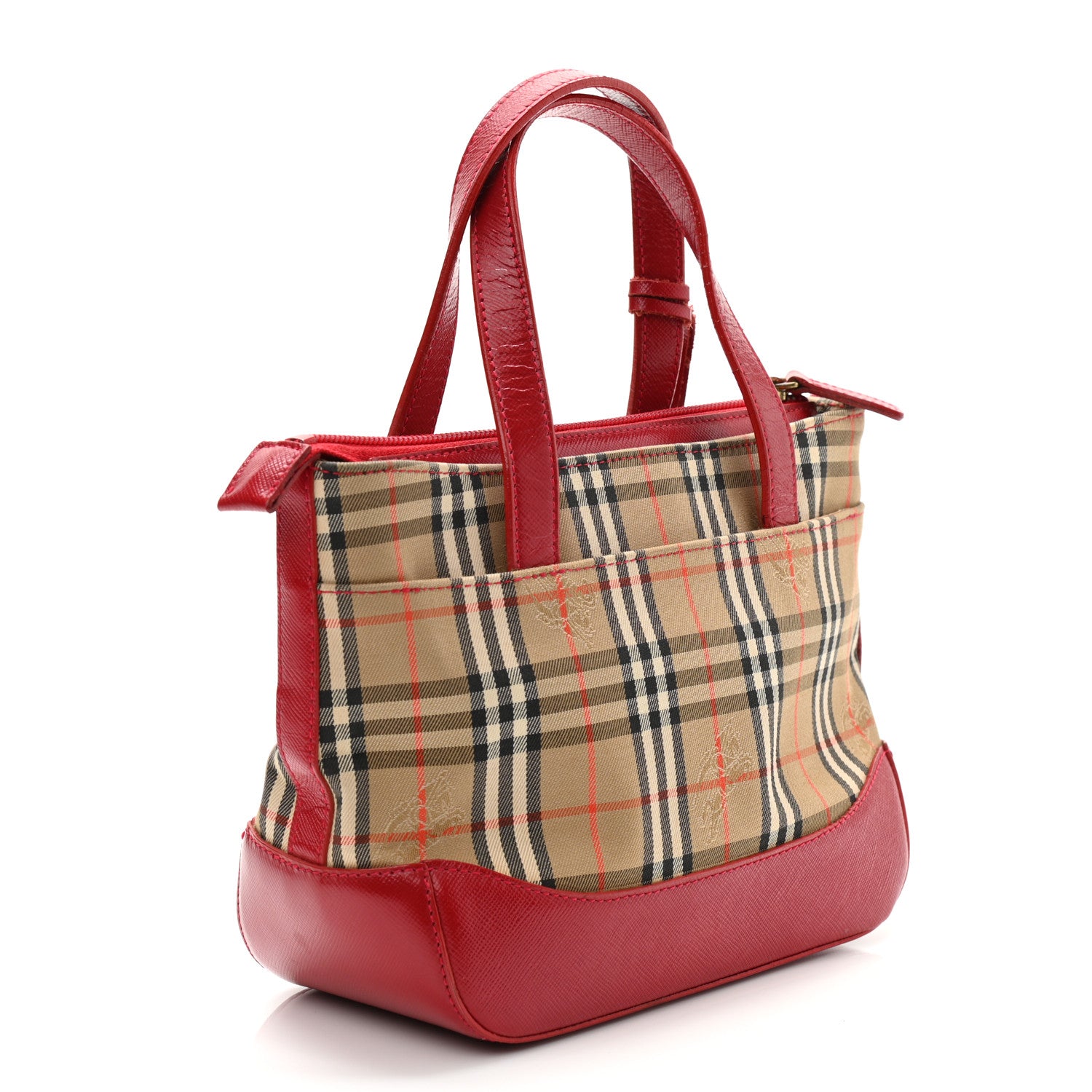 Burberry Haymarket Check Small Tote Red 2 of 13
