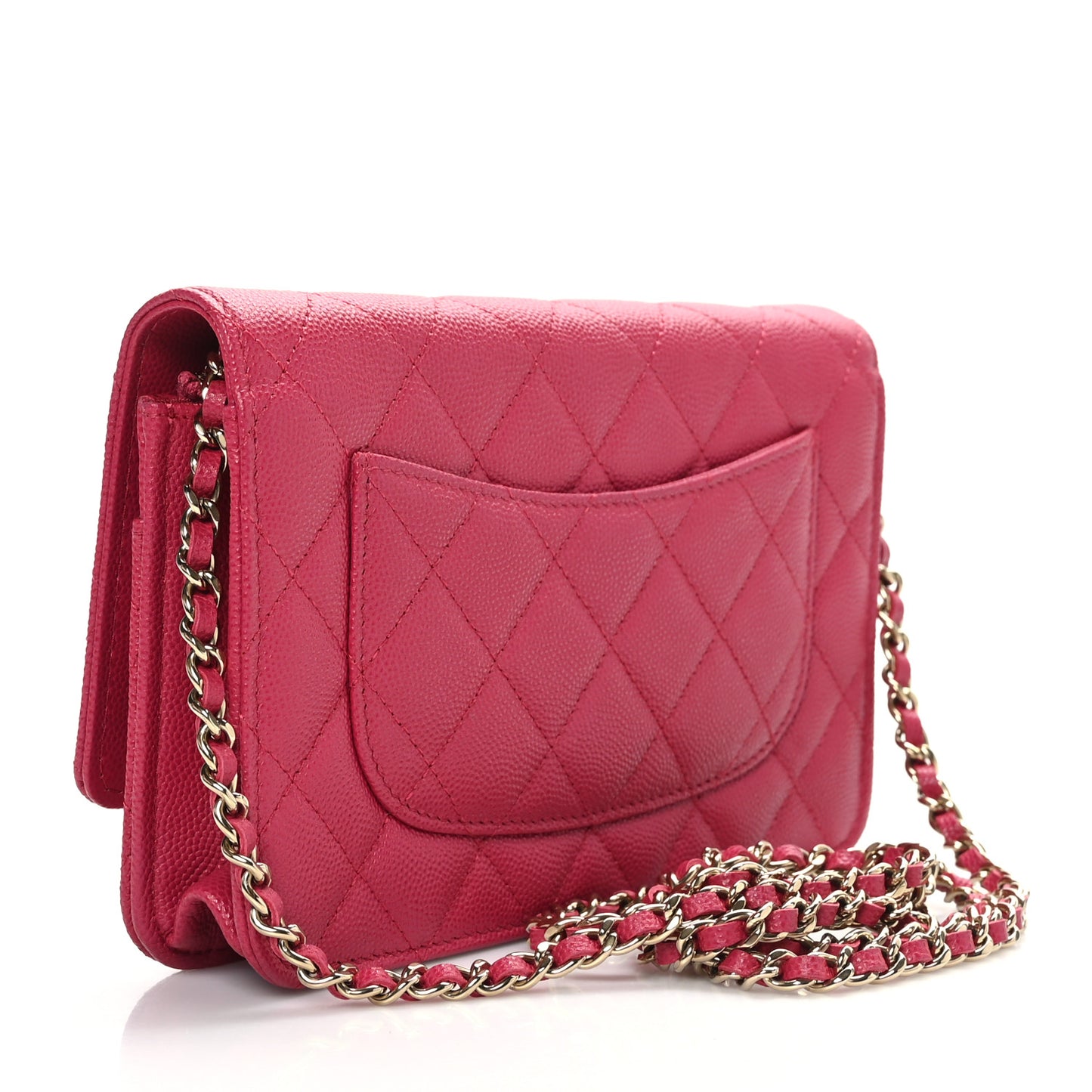 Caviar Quilted Wallet On Chain WOC Dark Pink