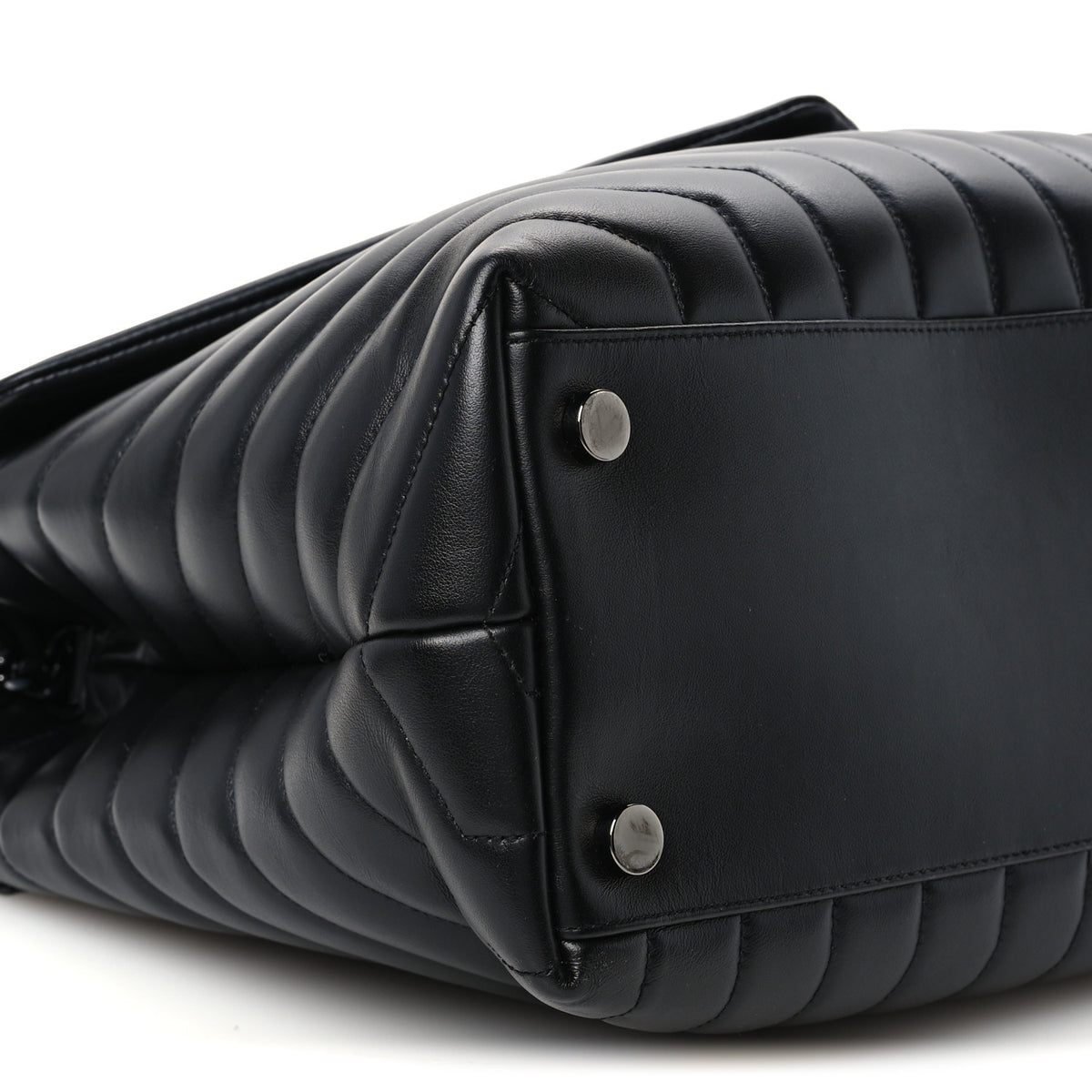 Calfskin Y Quilted Monogram Monochrome Large Loulou Chain Satchel Black