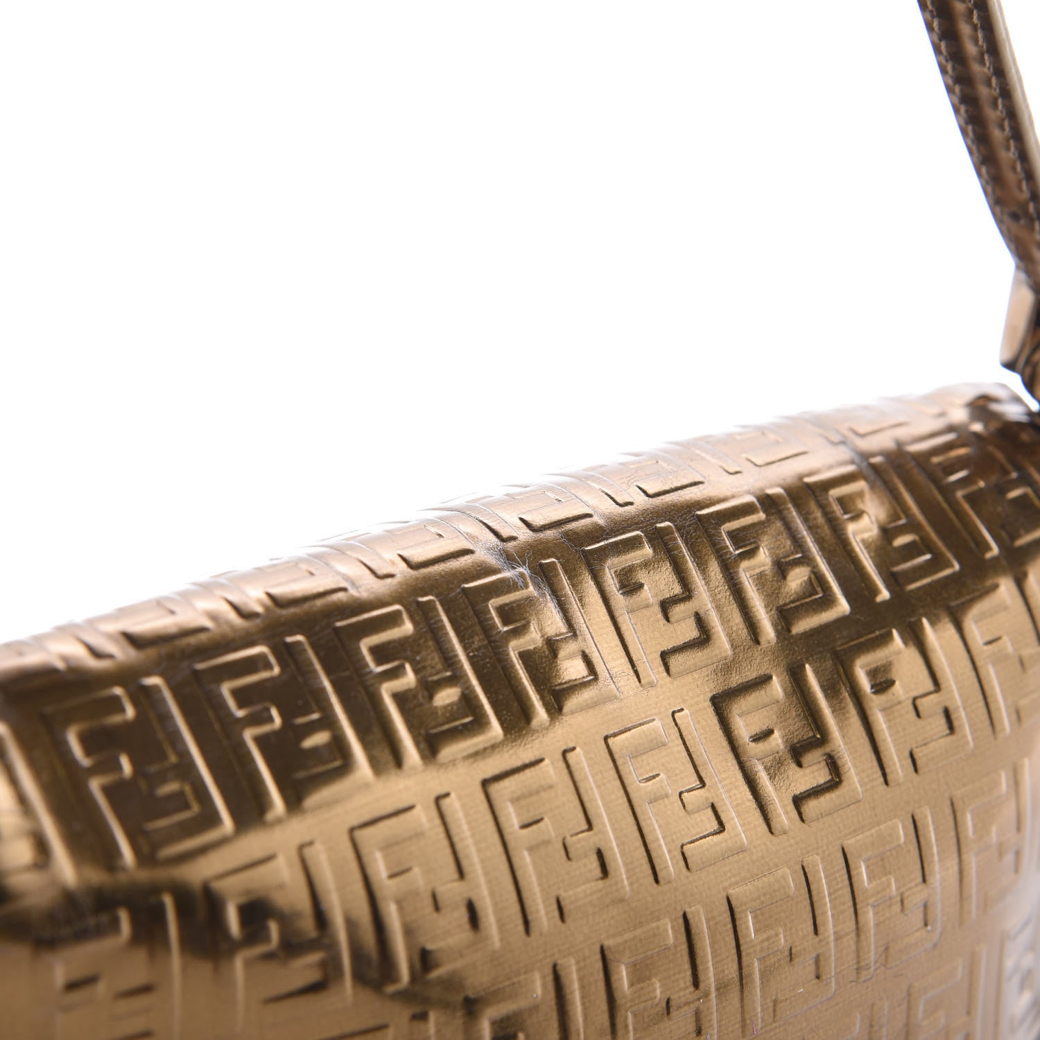 Fendi Vitello Mirror FF Embossed Mini Mama Baguette Oro Ambrato 15 of 16