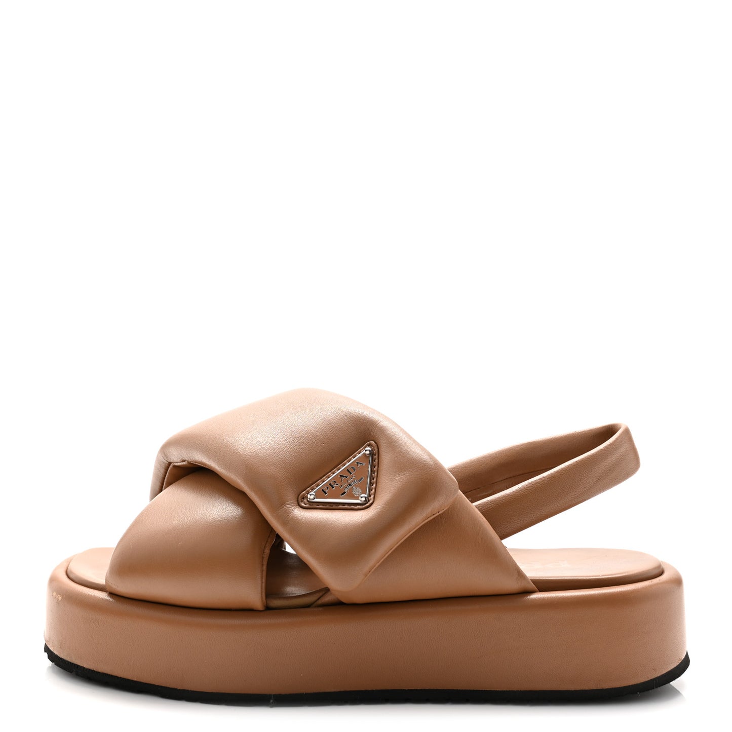 Nappa Padded Platform Slingback Sandals 37.5 Caramel