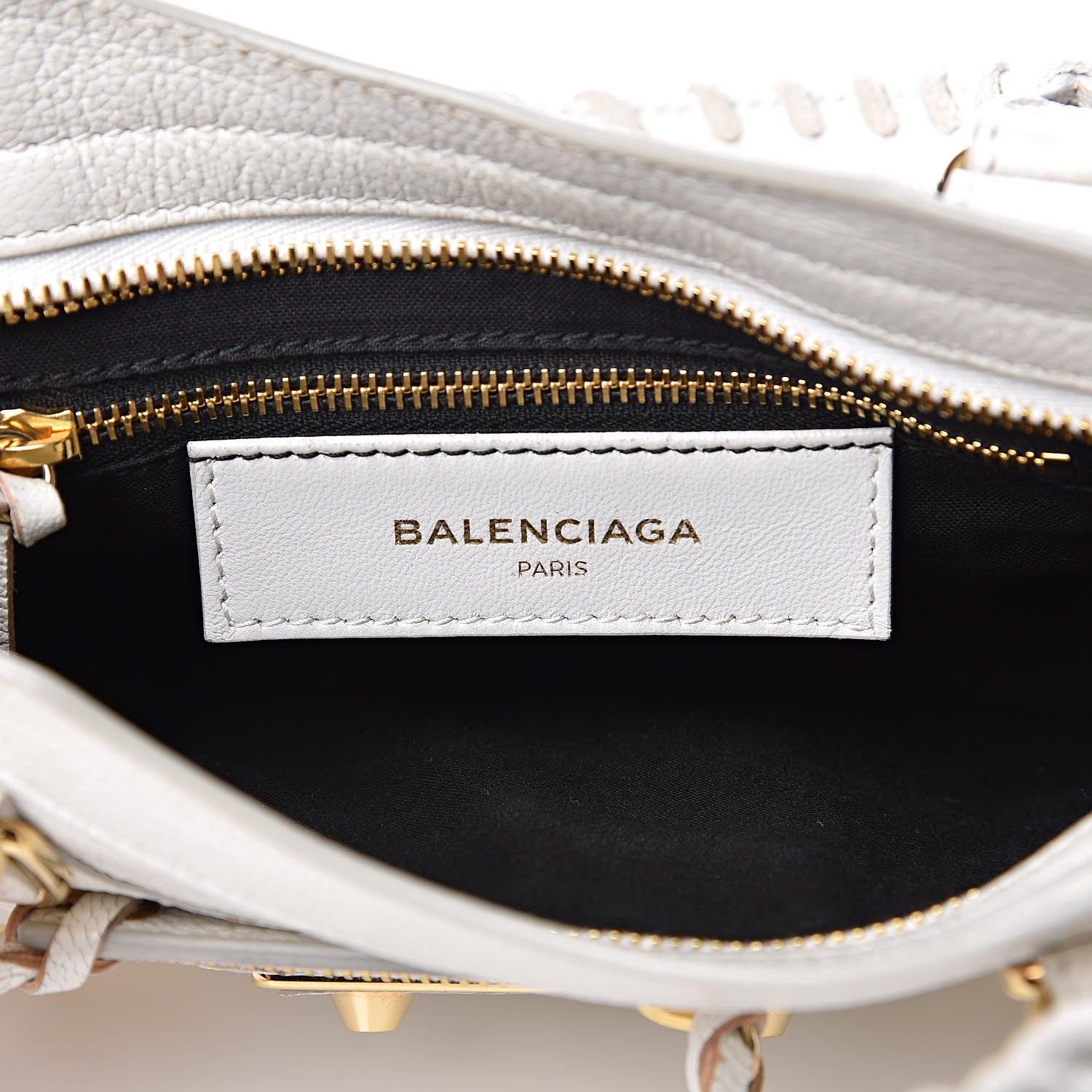 Balenciaga Chevre Gold Metallic Edge Hardware Mini City White 6 of 11