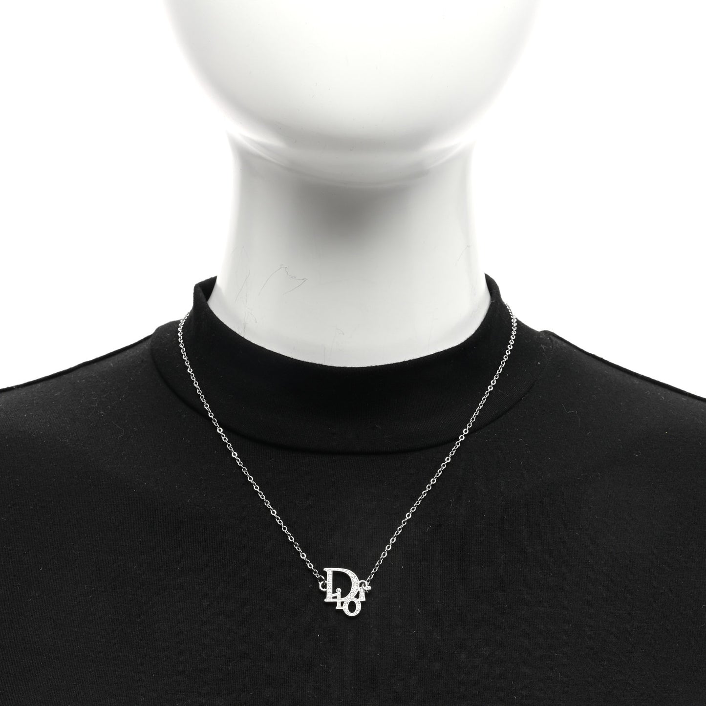 Crystal Logo Necklace Silver