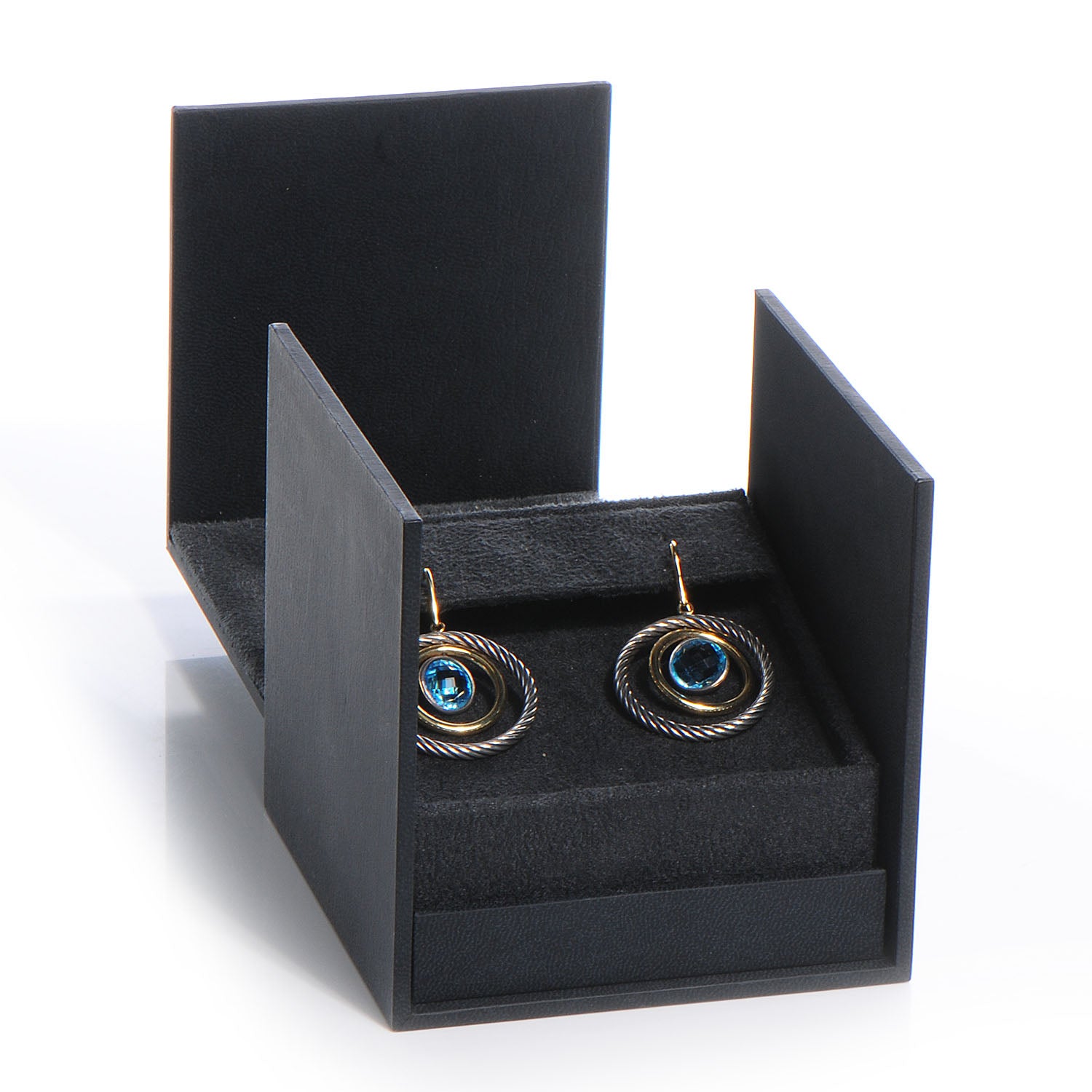 David Yurman 18K Yellow Gold Sterling Silver Blue Topaz Mobile Earrings 4 of 4