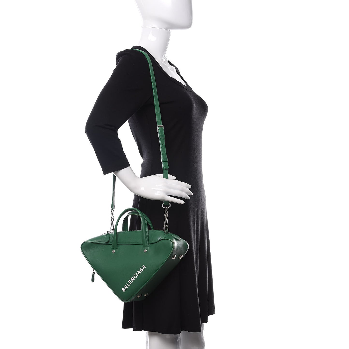 Shiny Day Calfskin S Triangle Duffle Vert Irlandais