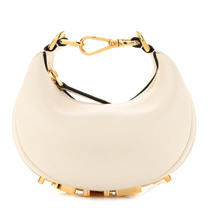 Fendi Vitello Grace Matte Nano Fendigraphy Hobo Charm White Ice 1 of 11