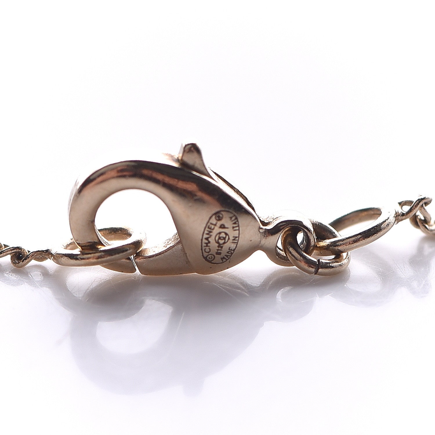Chanel Baguette Crystal CC Necklace Light Gold 4 of 4