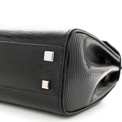 Saint Laurent Lizard Le Fermoir Top Handle Bag Small Black 9 of 9