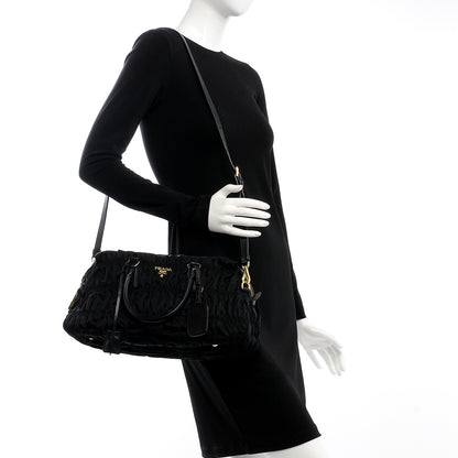 Prada Tessuto Nylon Gaufre Shopping Satchel Black 2 of 10
