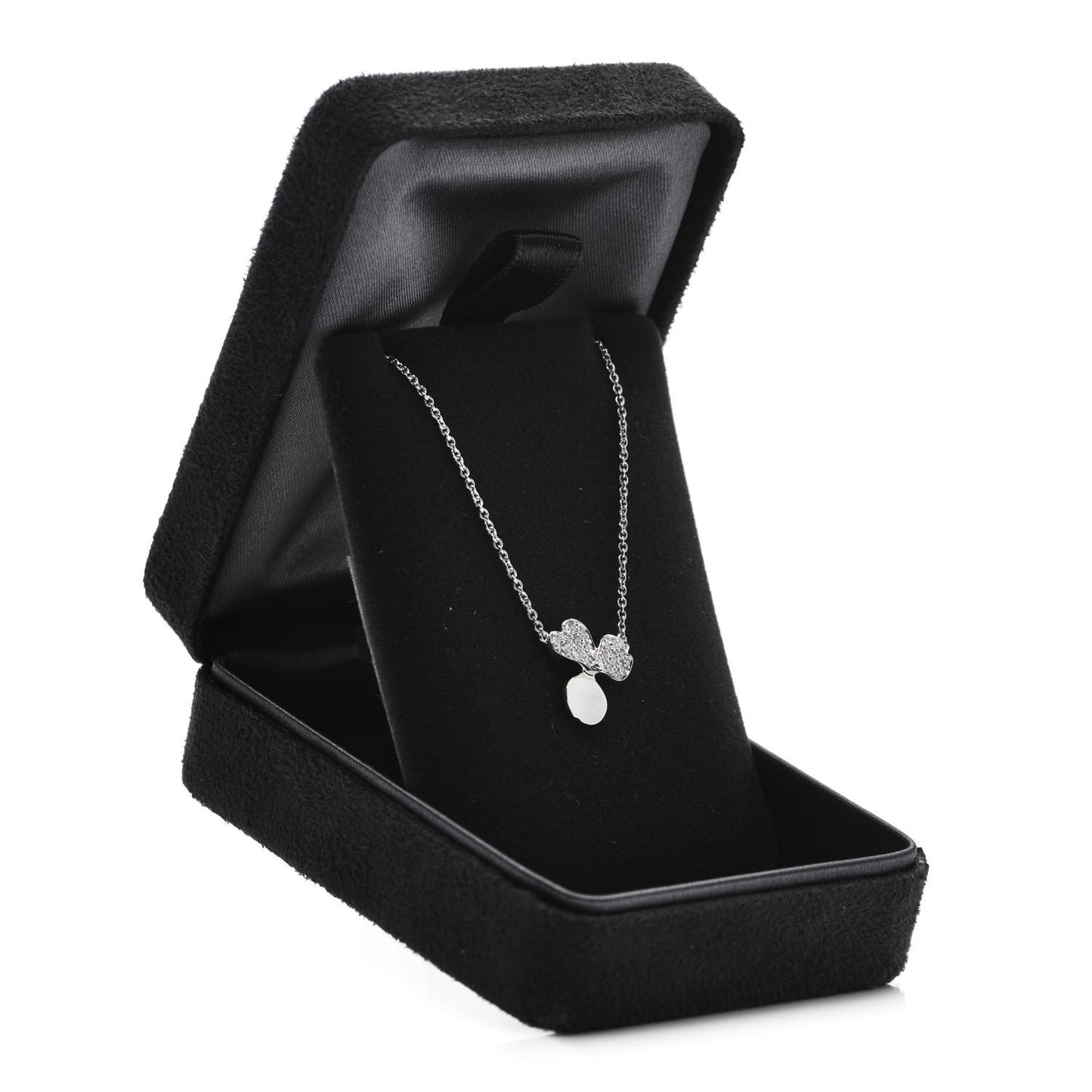 Platinum Diamond .17ctw Small Paper Flowers Pendant Necklace