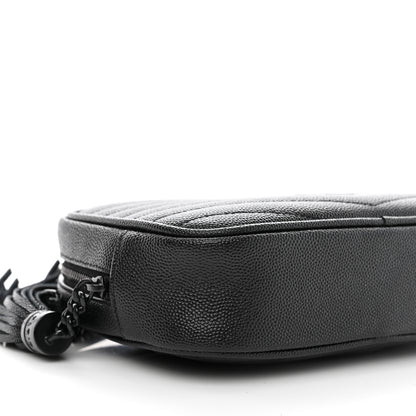 Saint Laurent Grain De Poudre Matelasse Monogram Mini Lou Camera Bag Black 9 of 10