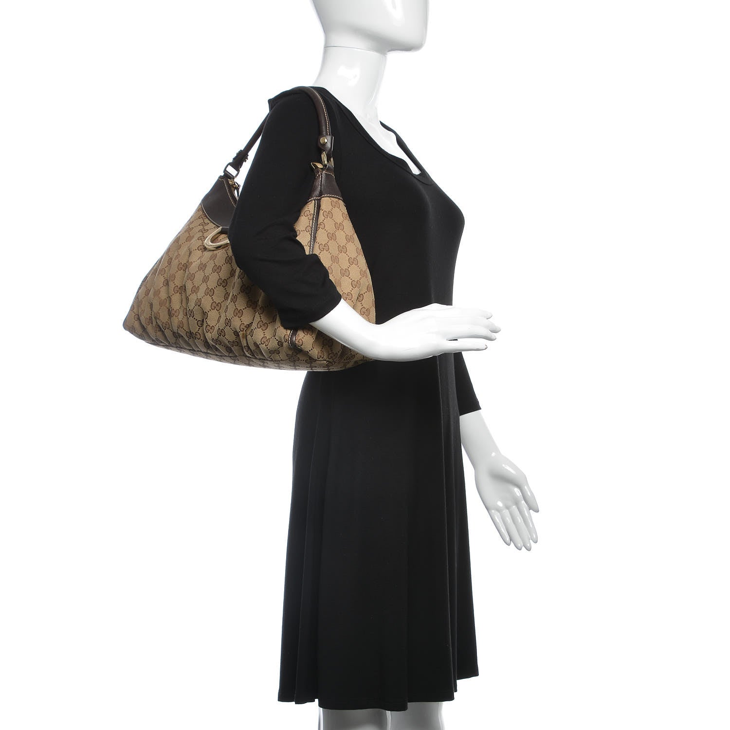 Gucci Monogram Large D Gold Hobo Dark Brown 2 of 23