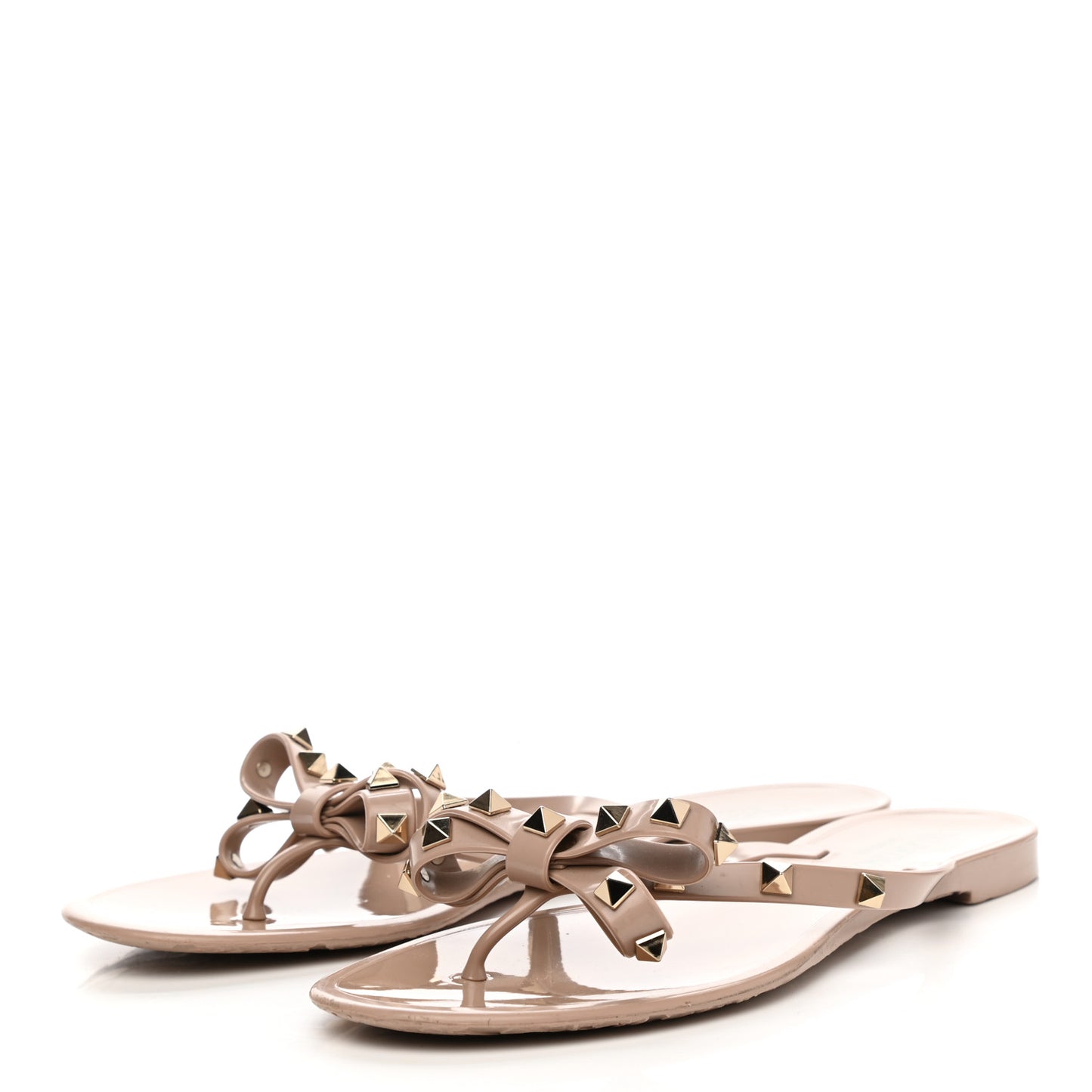 PVC Jelly Rockstud Bow Thong Sandals 39 Poudre