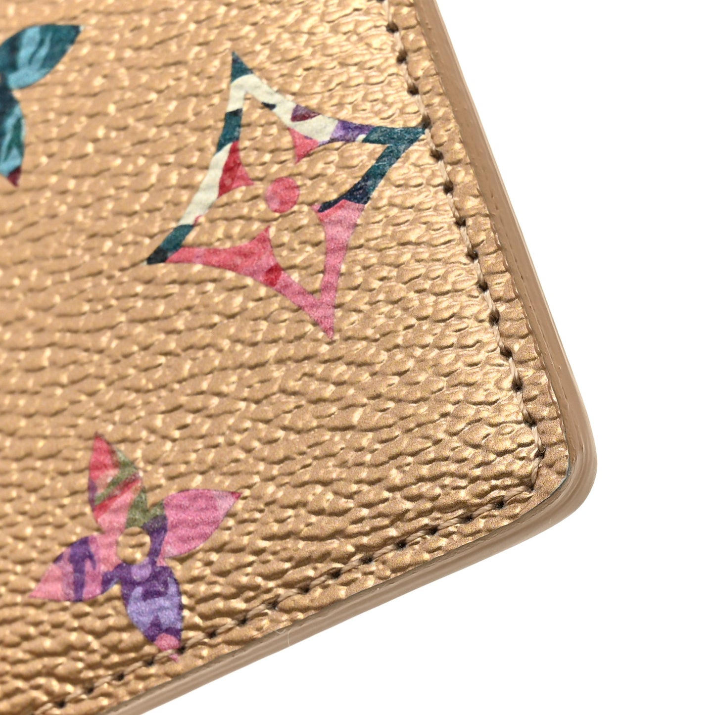 Metallic Monogram LV Garden Card Holder Gold