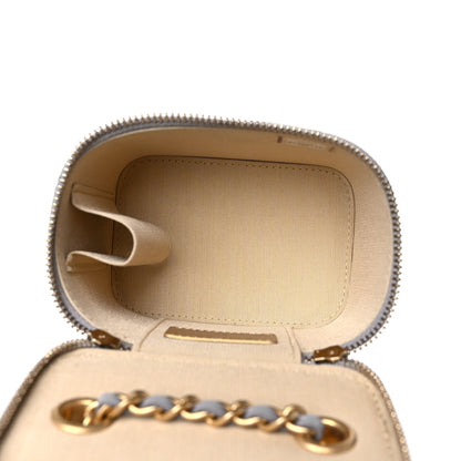 Chanel Lambskin Quilted Pearl Crush Mini Vanity Case With Chain Grey 5 of 11