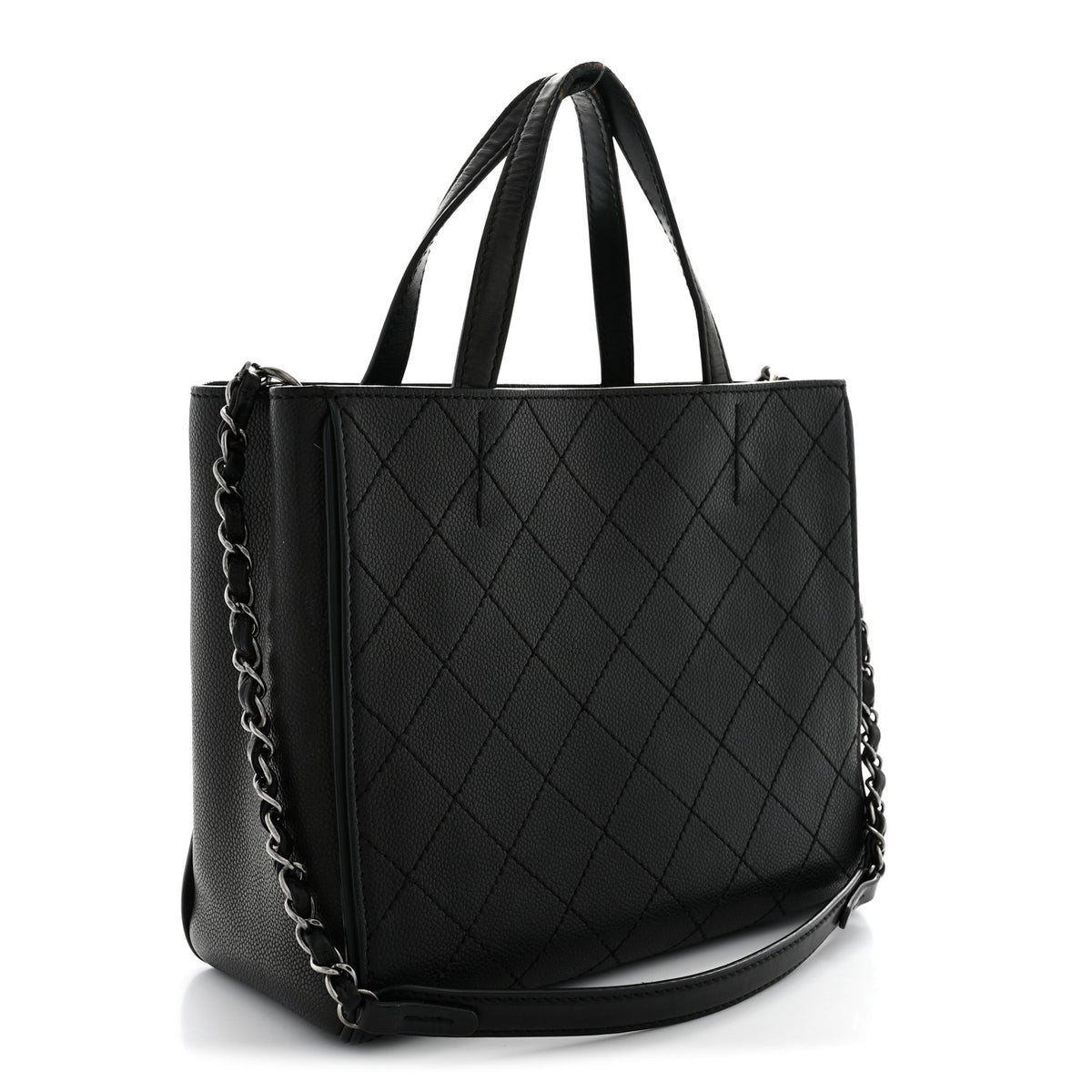 Calfskin Stitched Hamptons Tote Black