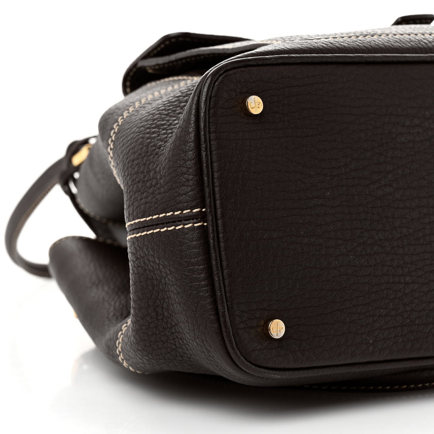Grained Calfskin Globe Shoulder Bag Dark Chocolate Licorice