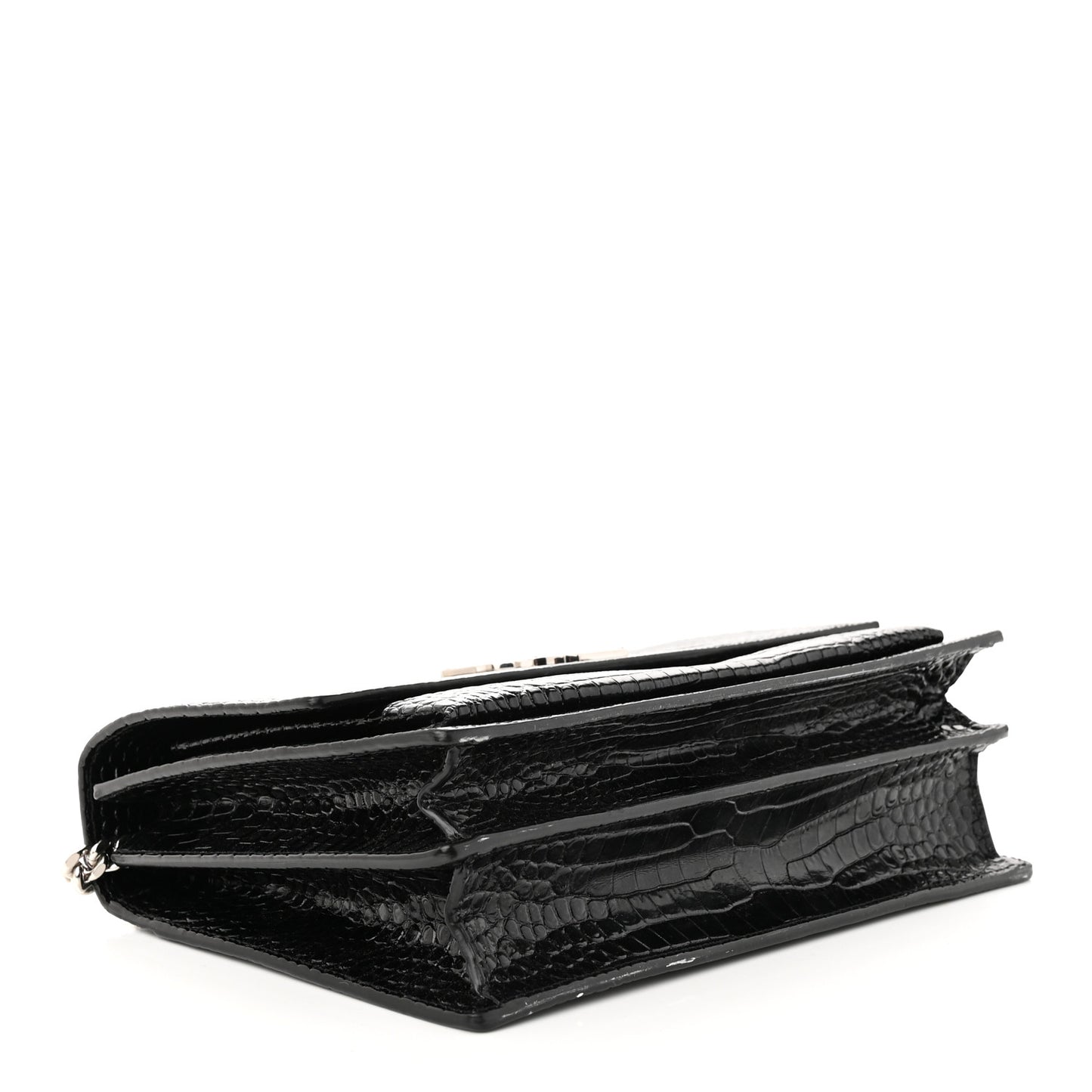 Calfskin Crocodile Embossed Large Monogram Sunset Sunset Black