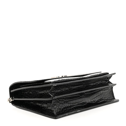 Saint Laurent Calfskin Crocodile Embossed Large Monogram Sunset Sunset Black 4 of 10