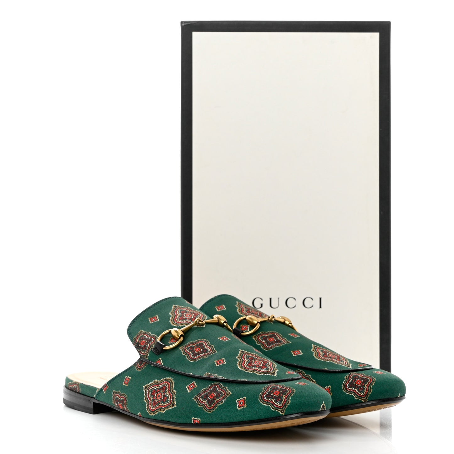 Satin Goatskin Jewel Highlands Printed Mens Princetown Slippers 12 Green