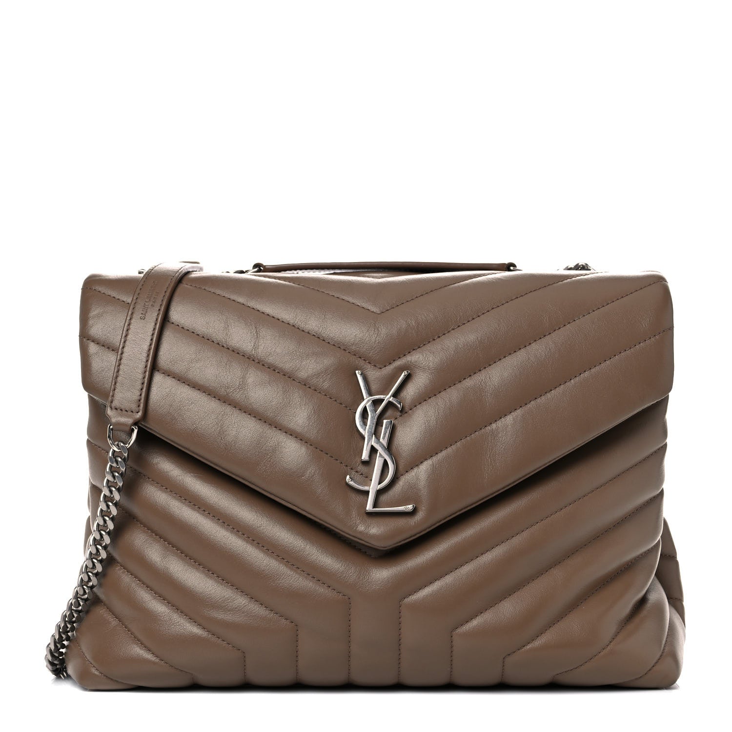 Saint Laurent Calfskin Y Quilted Monogram Medium Loulou Chain Satchel Taupe 1 of 17