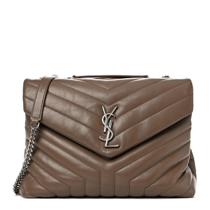 Saint Laurent Calfskin Y Quilted Monogram Medium Loulou Chain Satchel Taupe 1 of 17