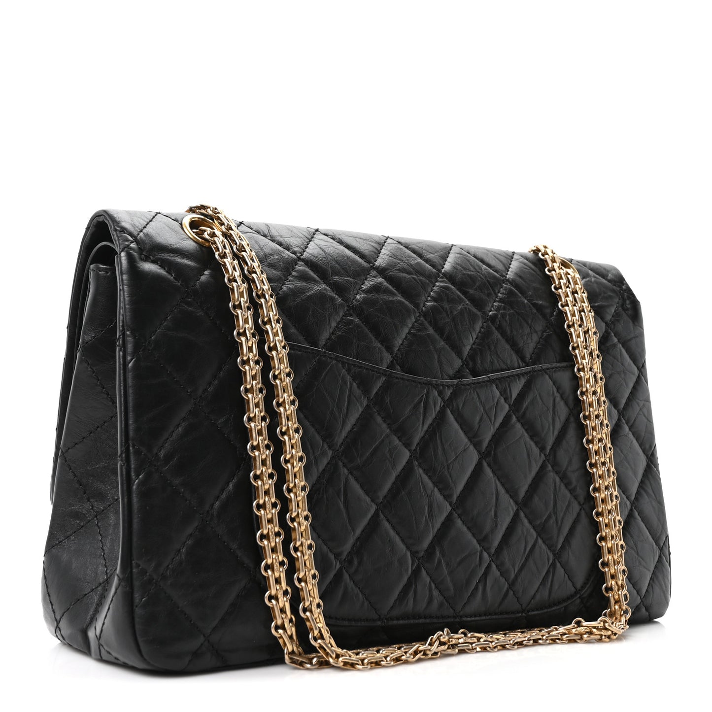 Aged Calfskin Quilted 2.55 Reissue 227 Flap Black