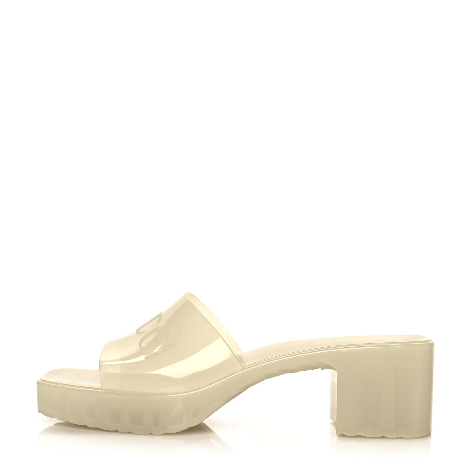 Gucci Rubber Gucci Logo Womens Platform 20/60mm Slide Sandals 41 Transparent Glow In The Dark 1 of 7