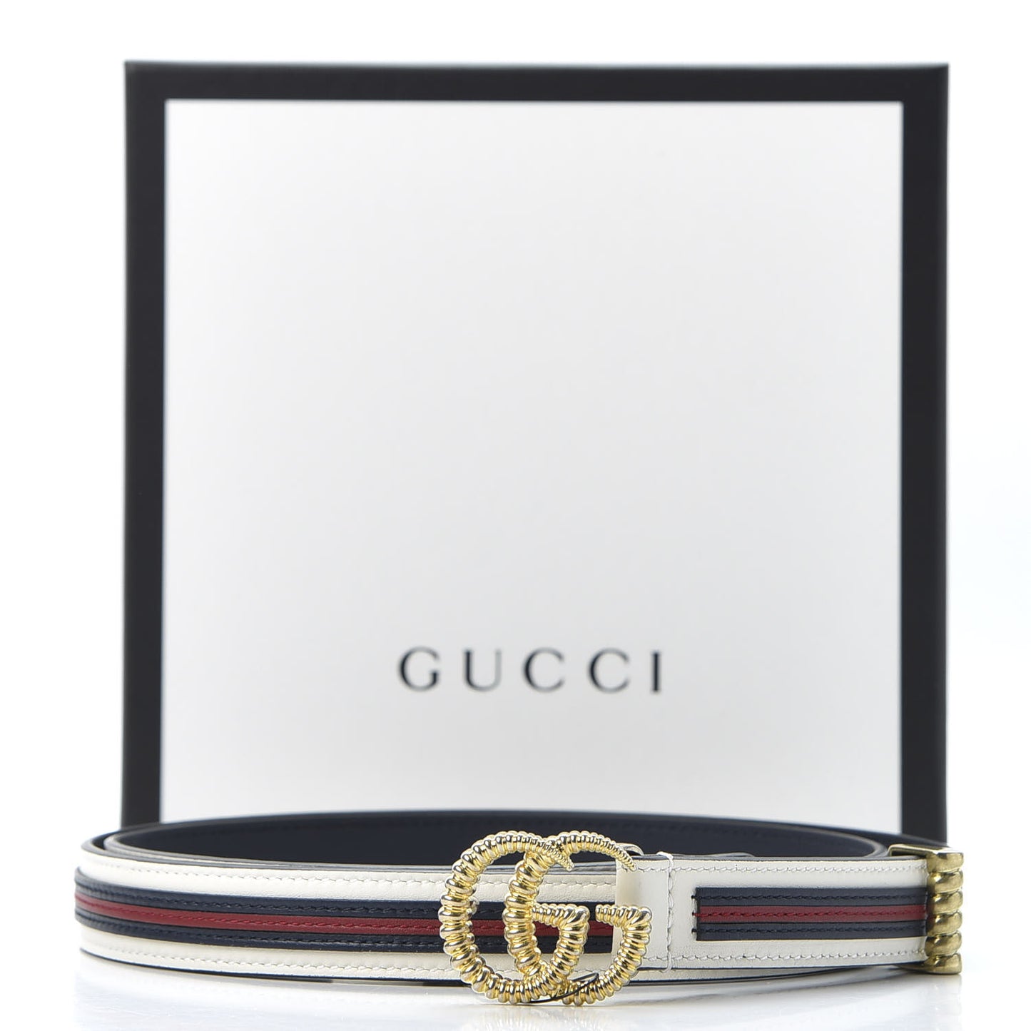 Calfskin 20mm Torchon Double G Sylvie Belt 90 36 Off White Blue Red