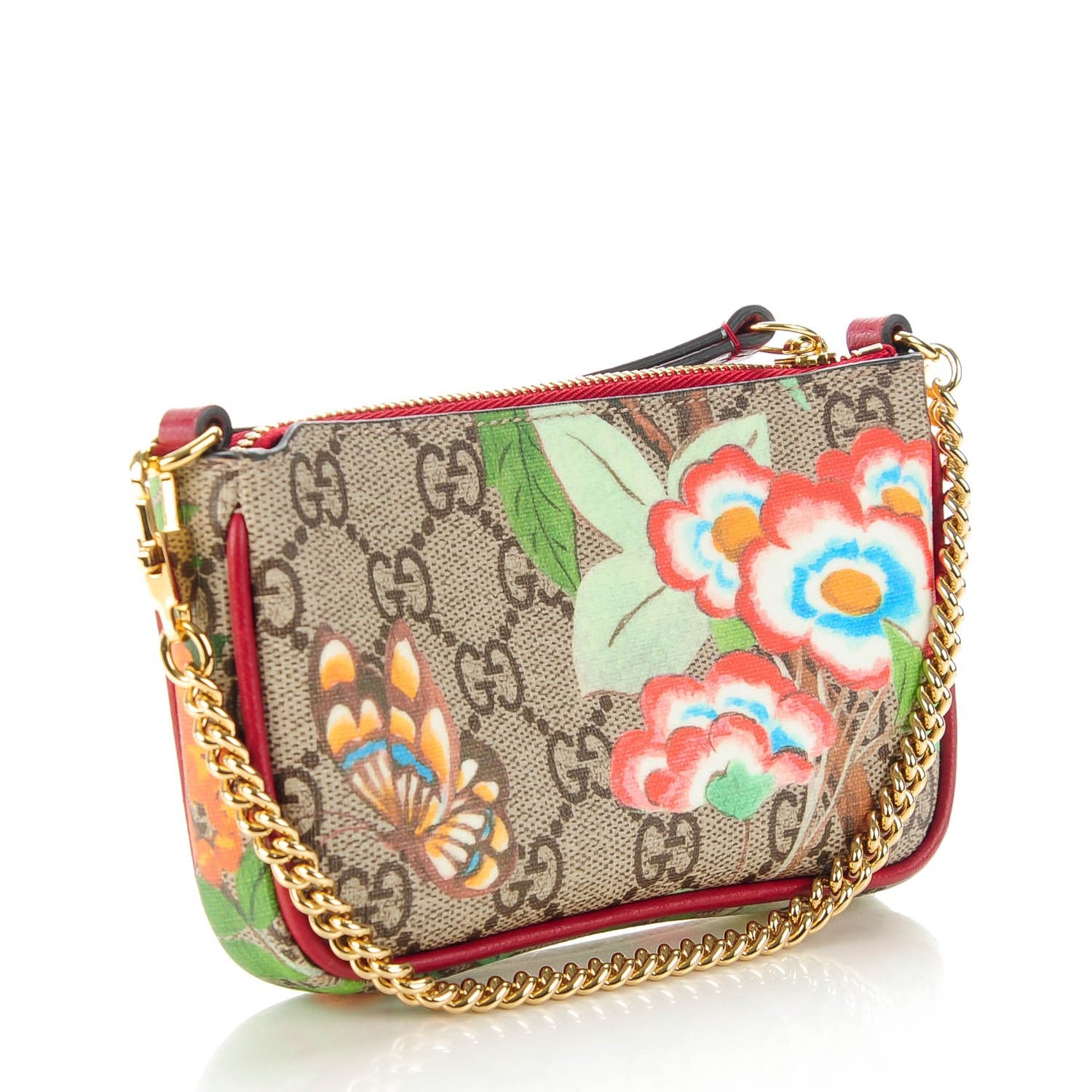 Gucci GG Supreme Monogram Tian Mini Chain Bag Beige Multicolor Red 3 of 7
