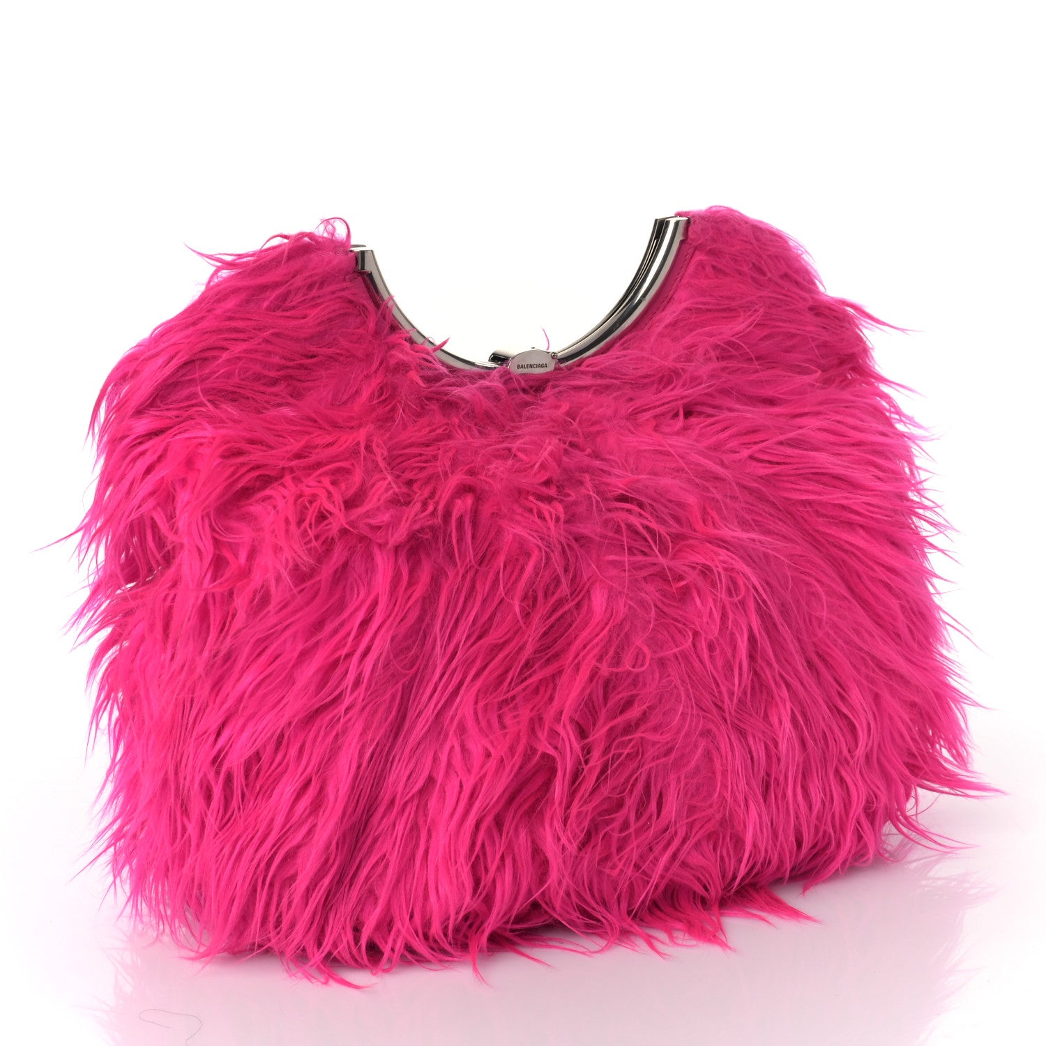 Balenciaga Faux Fur Curve Clutch Acid Fuchsia 3 of 8