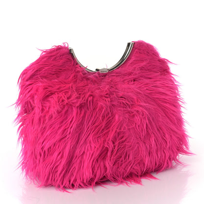 Balenciaga Faux Fur Curve Clutch Acid Fuchsia 3 of 8