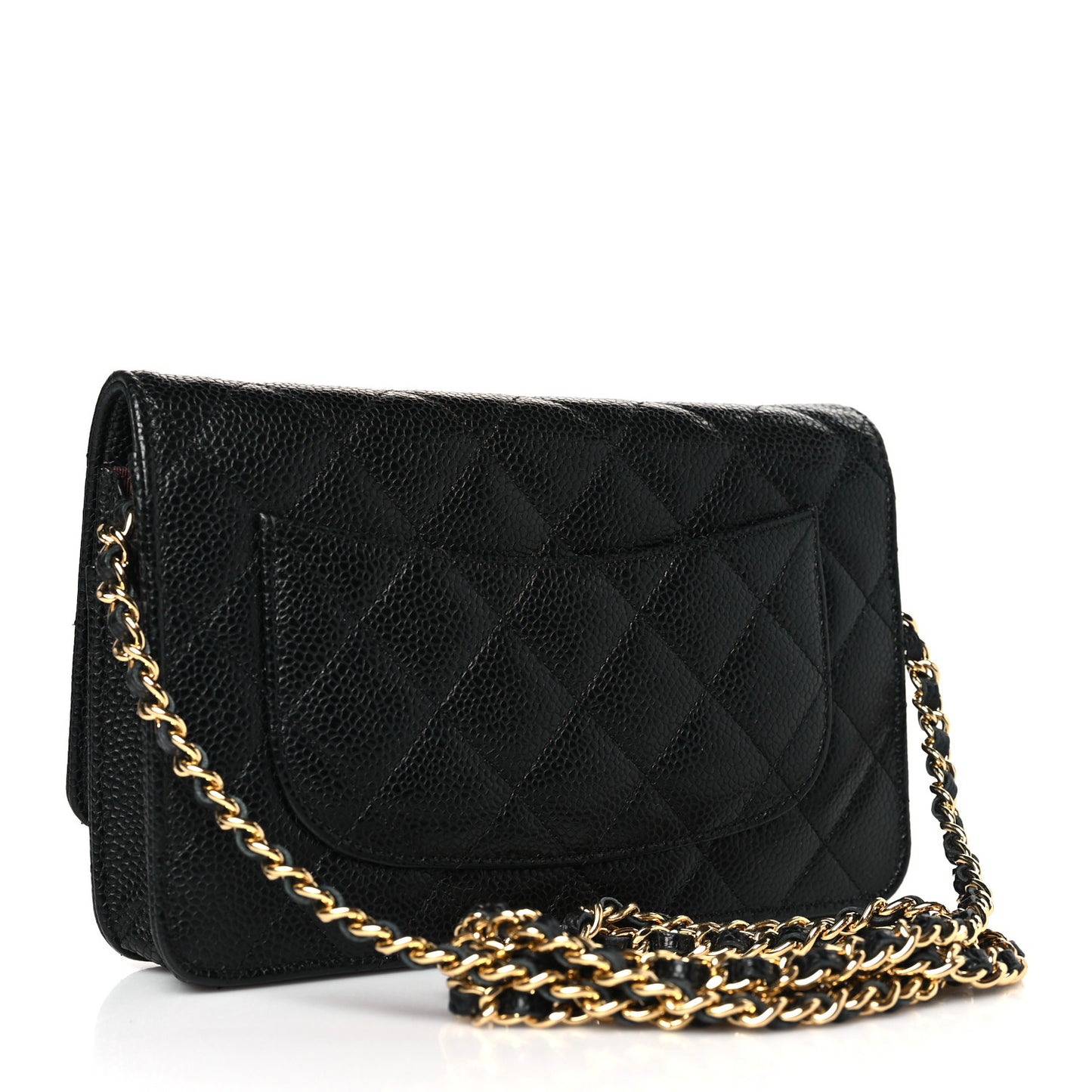 Caviar Quilted Wallet on Chain WOC Black