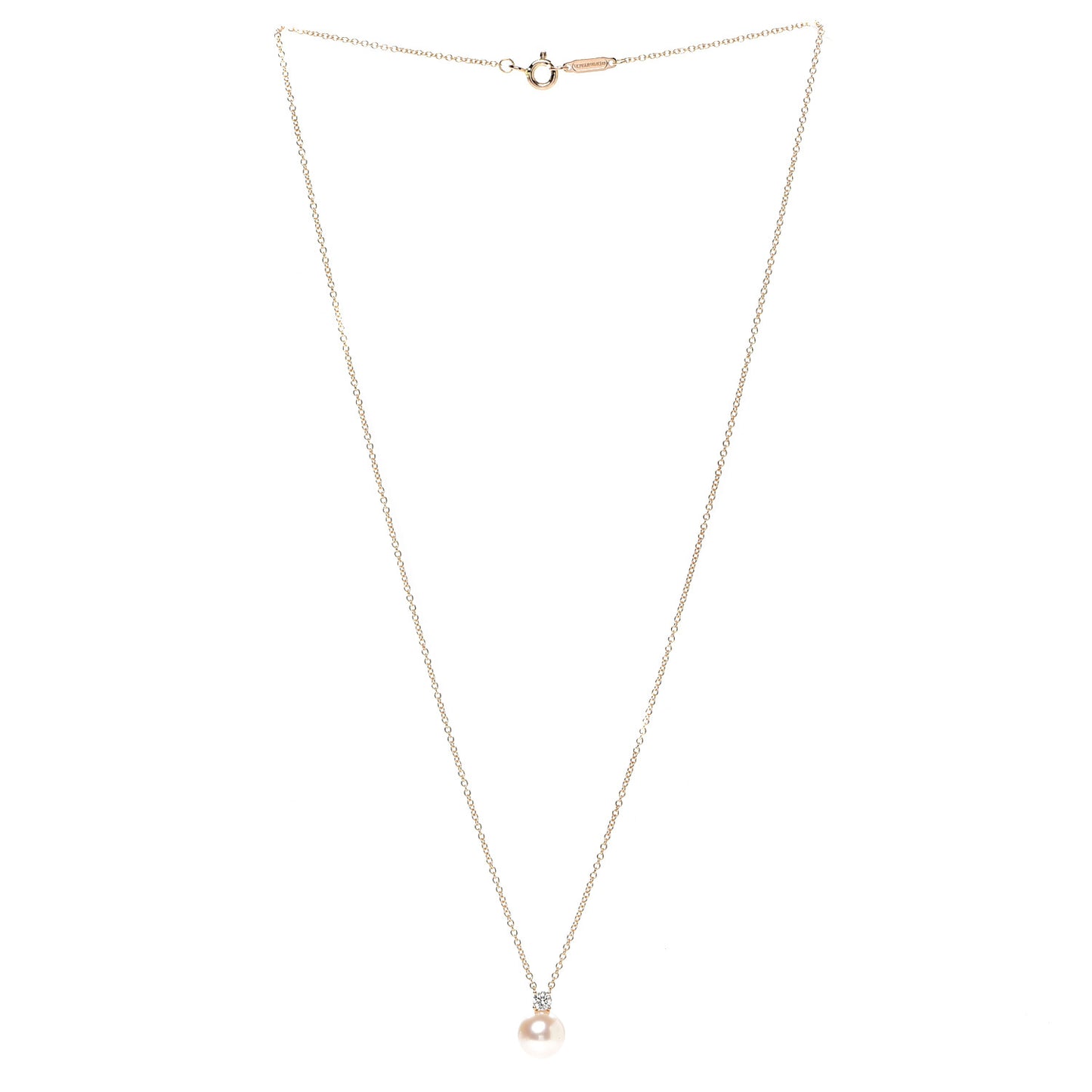 18K Rose Gold Diamond Akoya Pearl 7.5-8mm Signature Pendant Necklace