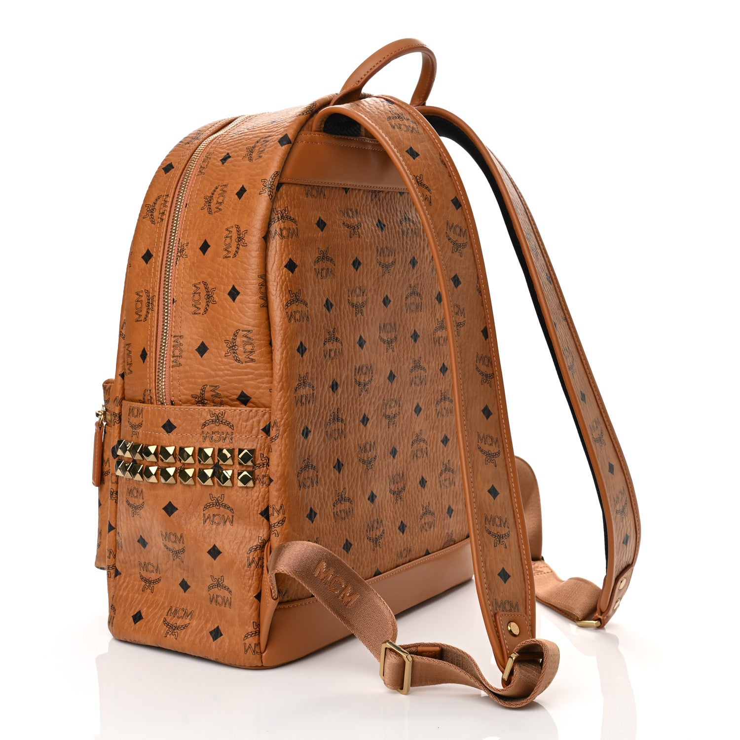 MCM Visetos Medium Side Studs Stark Backpack Cognac 3 of 9