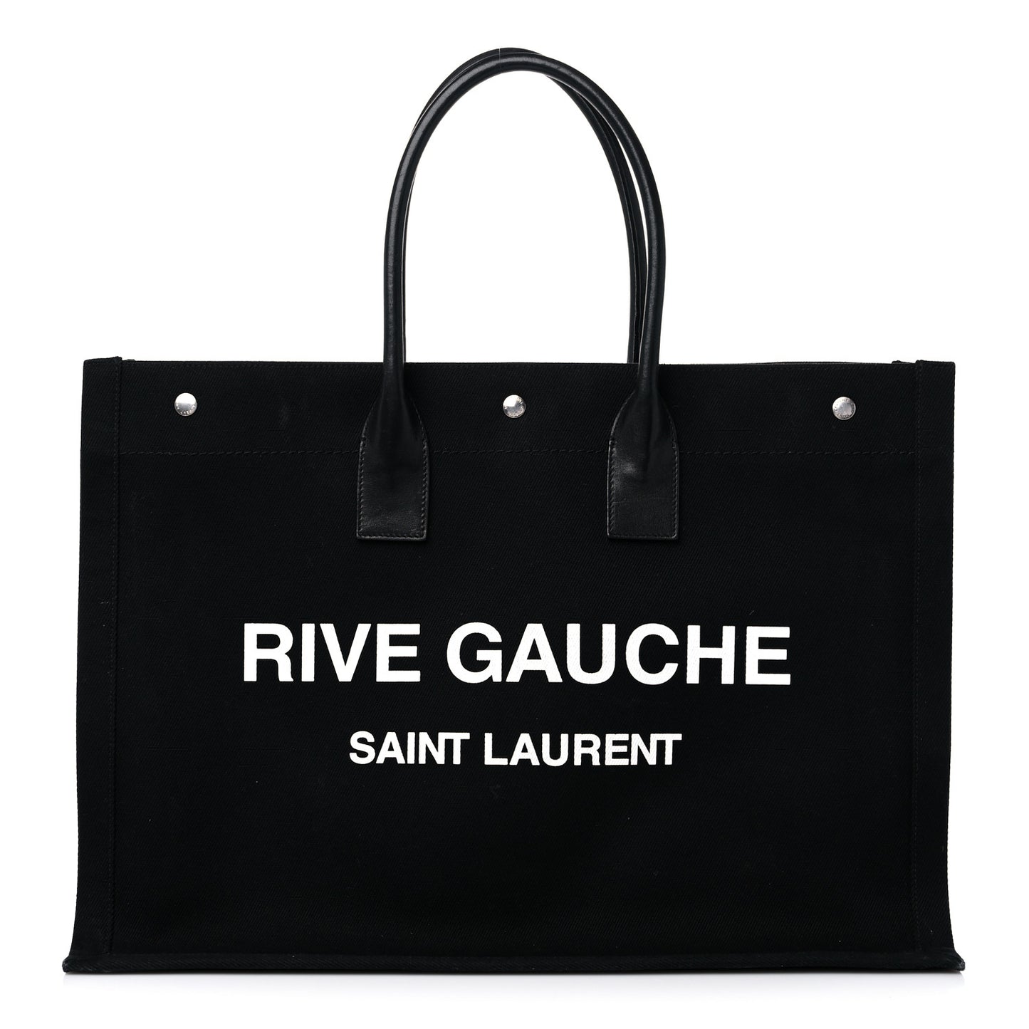 Linen Calfskin Rive Gauche Tote Black