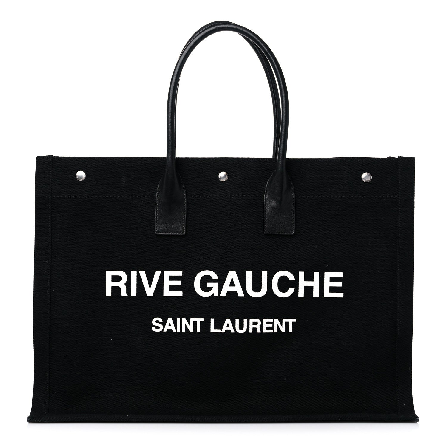 Saint Laurent Linen Calfskin Rive Gauche Tote Black 1 of 19