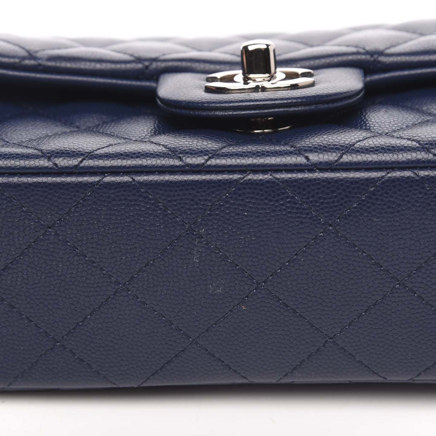 Caviar Quilted Mini Rectangular Flap Navy