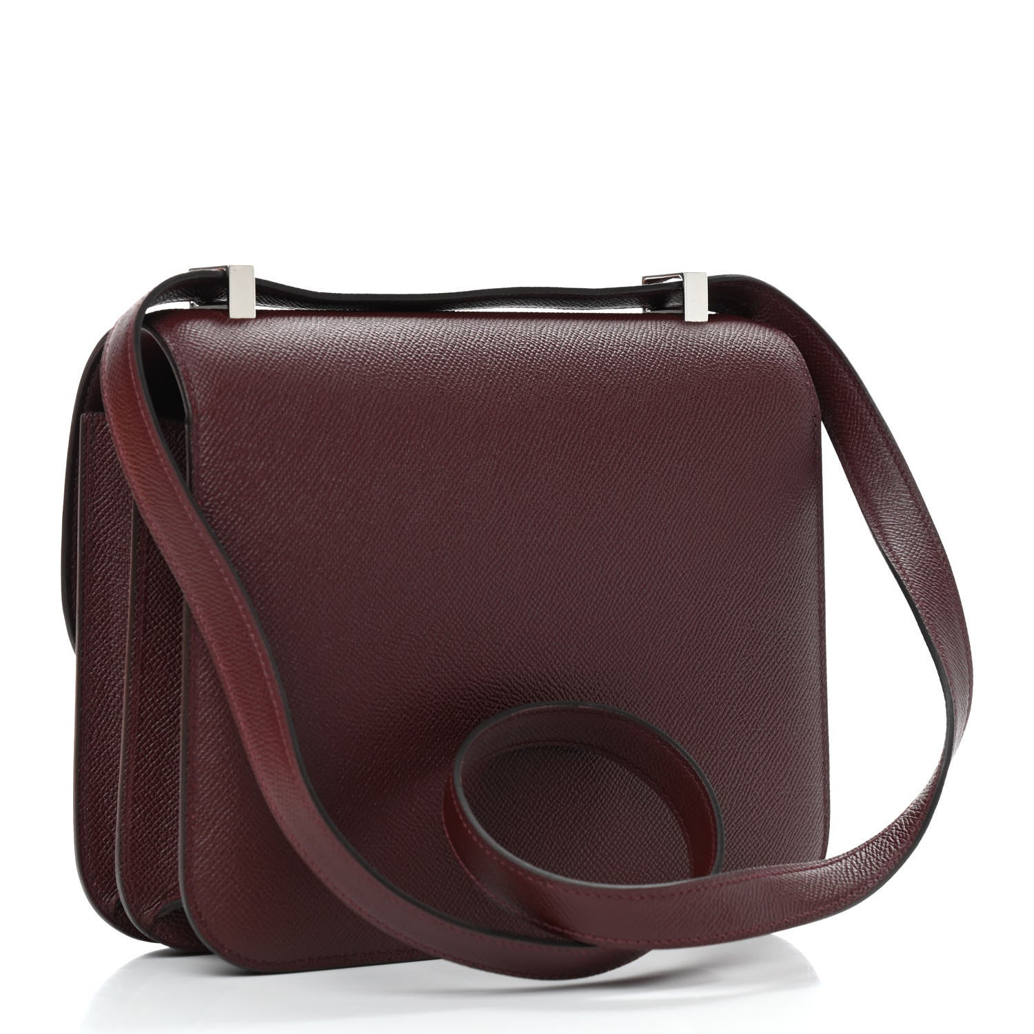 Hermes Epsom Horseshoe Enamel Constance 24 Bordeaux Black 3 of 9