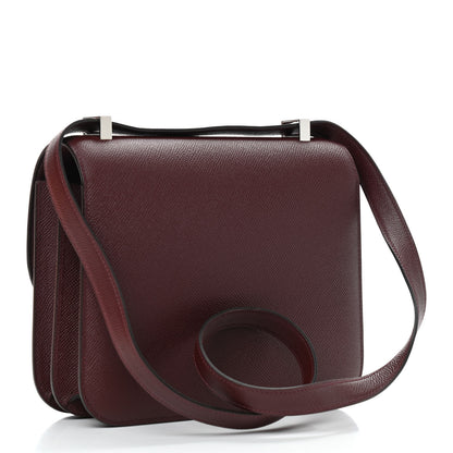 Hermes Epsom Horseshoe Enamel Constance 24 Bordeaux Black 3 of 9
